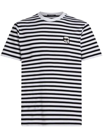 Karl Lagerfeld Ikon Striped T-shirt In Black
