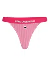 Karl Lagerfeld Ikon Striped Thong In Pink