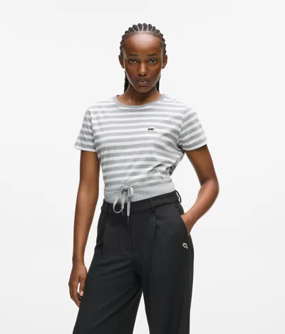 Karl Lagerfeld Ikon Striped T-shirt In Black