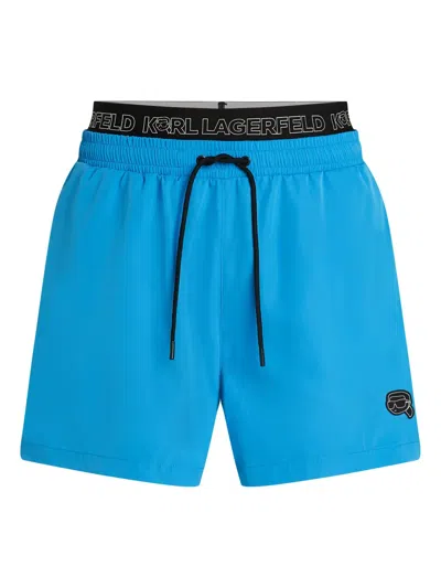 Karl Lagerfeld Ikon Swim Shorts In Blue