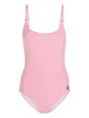 Karl Lagerfeld Ikon Striped Swimsuit In Rosa