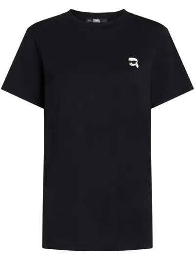 Karl Lagerfeld Ikonik 2.0 Logo-patch T-shirt In Black