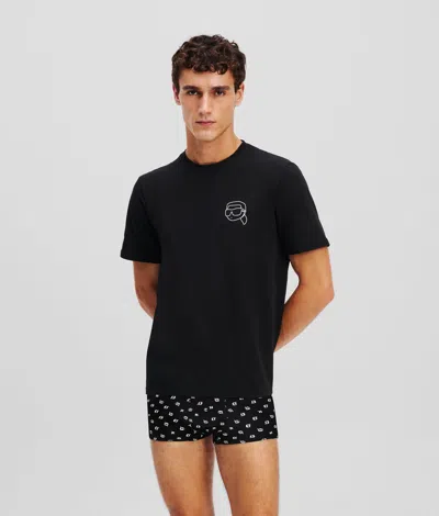 Karl Lagerfeld Ikon T-shirt And Trunk Gift Set In Black