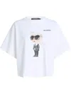 Karl Lagerfeld Printed Cotton Blend Jersey T-shirt In White