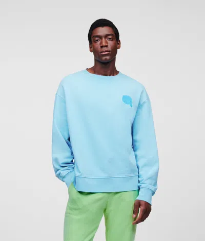 Karl Lagerfeld Ikon Tonal Patch Sweatshirt In Blue