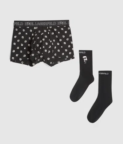 Karl Lagerfeld Ikon Trunk And Socks Gift Set In Black