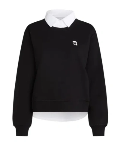 Karl Lagerfeld Ikon Two-tone Sweatshirt In Black