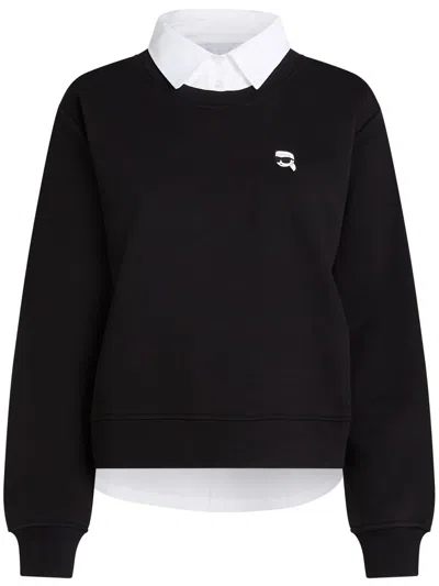 Karl Lagerfeld Ikon Two-tone Sweatshirt In Black