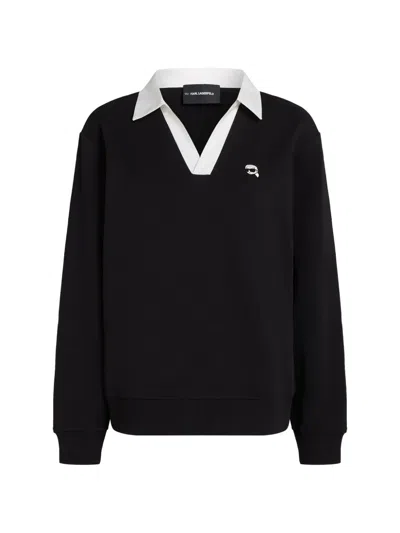 Karl Lagerfeld Ikon V-neck Sweatshirt In Black