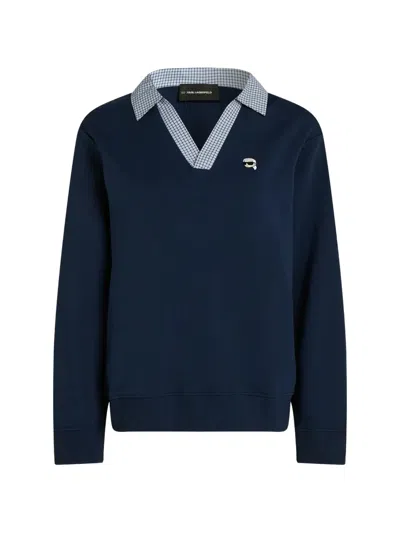 Karl Lagerfeld Ikon V-neck Sweatshirt In Blue