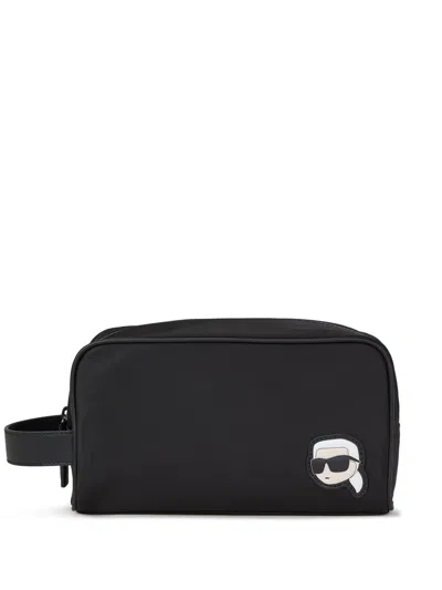 Karl Lagerfeld Ikon Wash Bag In Black
