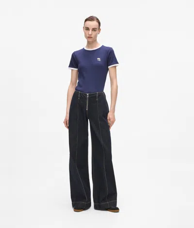 Karl Lagerfeld Ikon Wide Leg Jeans In Blue