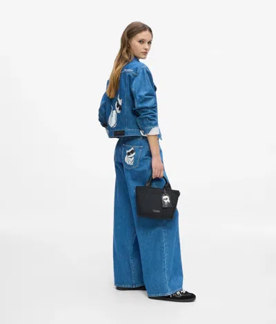 Karl Lagerfeld Ikon Wide Leg Jeans In Blue