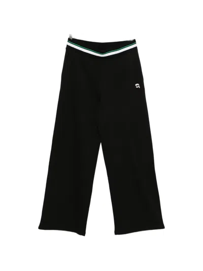 Karl Lagerfeld Ikon Wide-leg Track Pants In 블랙