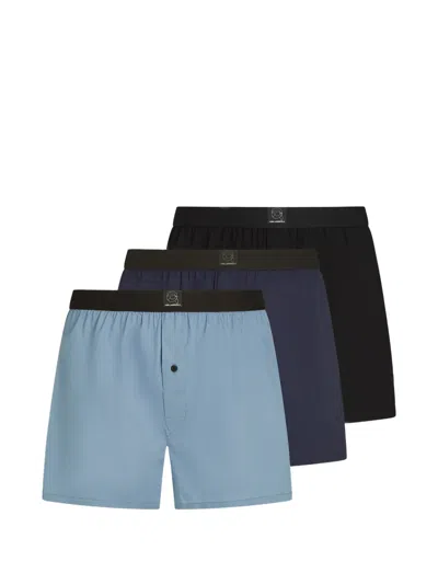 Karl Lagerfeld Ikon Woven Boxers (set Of Three) In Blue