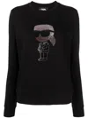 Karl Lagerfeld Ikonik 2.0 Embellished Cotton Sweatshirt In Black