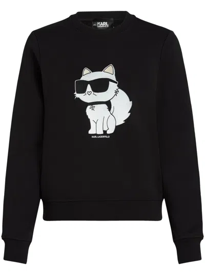 Karl Lagerfeld Ikon Rhinestone-embellished Sweatshirt In Black
