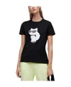 Karl Lagerfeld Ikon Choupette Rhinestone-embellished T-shirt In Black