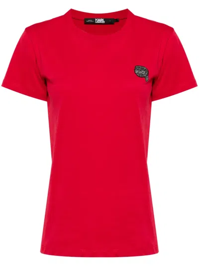 Karl Lagerfeld Ikonik 2.0 Cotton T-shirt In Red