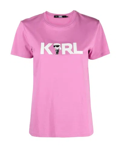 Karl Lagerfeld Ikonik 2.0 Karl Logo T-shirt In Fuchsia