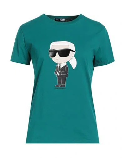 Karl Lagerfeld Ikonik 2.0 Karl T-shirt Woman T-shirt Deep Jade Size S Organic Cotton In Green