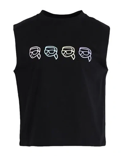 Karl Lagerfeld Ikonik 2.0 Outline Tank Woman T-shirt Black Size L Organic Cotton