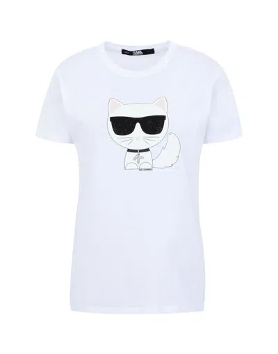 Karl Lagerfeld Ikonik Choupette T-shirt Woman T-shirt White Size S Organic Cotton