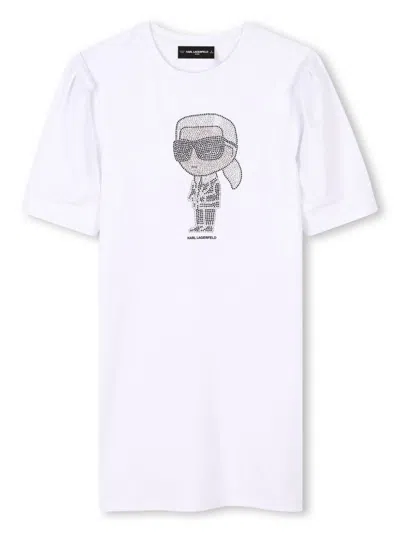 Karl Lagerfeld Kids' Ikonik Dress In 白色