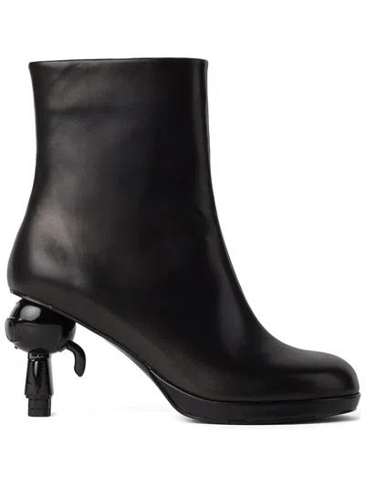 Karl Lagerfeld Ikonik Island Leather Boots In Black