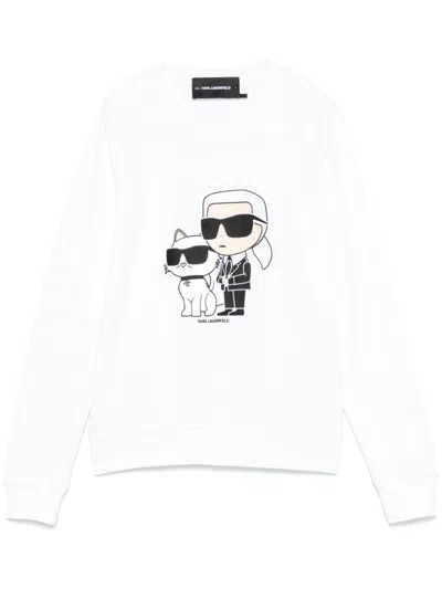 Karl Lagerfeld Ikonik Karl & Choupette Sweatshirt In White