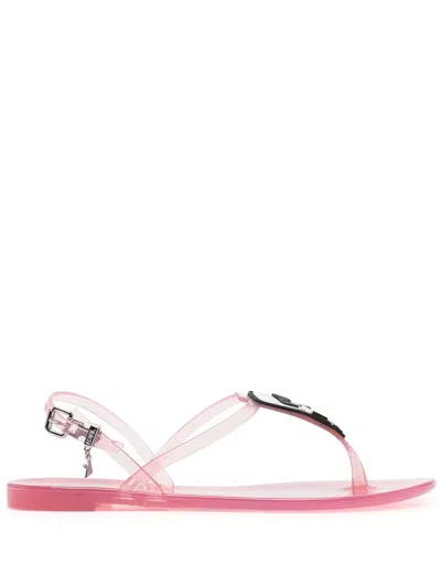 Karl Lagerfeld Ikonik Karl Flat Sandals In Pink