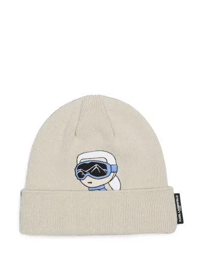 Karl Lagerfeld Babies' Ikonik Karl Graphic-patch Beanie Hat In Transparent