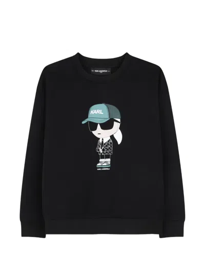 Karl Lagerfeld Kids' Ikonik Karl Graphic-print Sweatshirt In Black