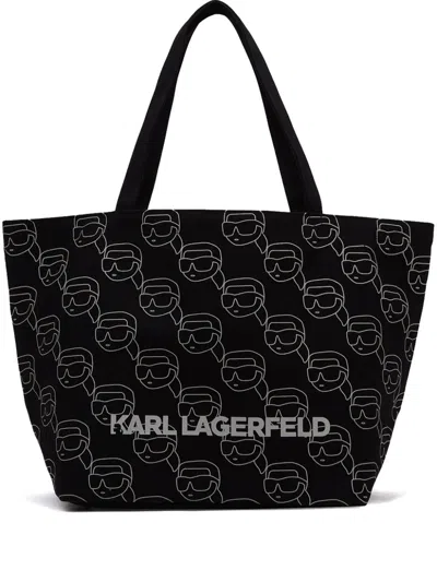 Karl Lagerfeld Ikonik Karl Monogram Tote Bag In Black