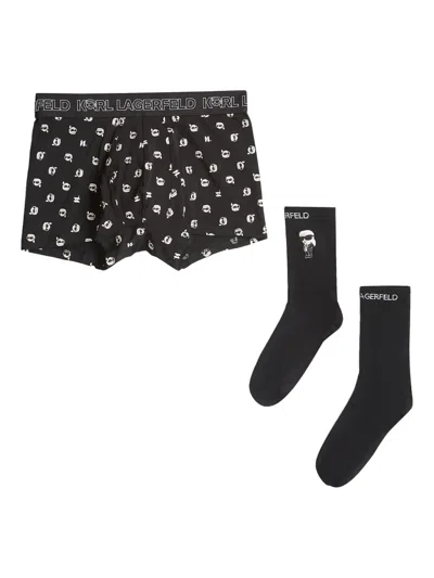 Karl Lagerfeld Ikonik Karl Motif Boxers In Black