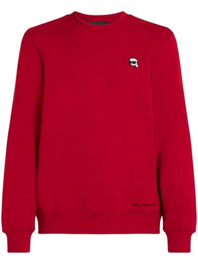 Karl Lagerfeld Ikonik Karl Organic-cotton Sweatshirt In Red