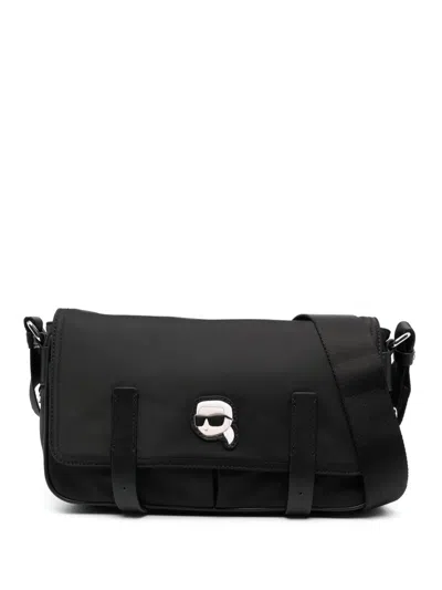 Karl Lagerfeld Ikonik Karl Patch Shoulder Bag In Black