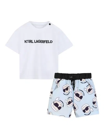 Karl Lagerfeld Babies' Ikonik Karl Shorts Set In Blue
