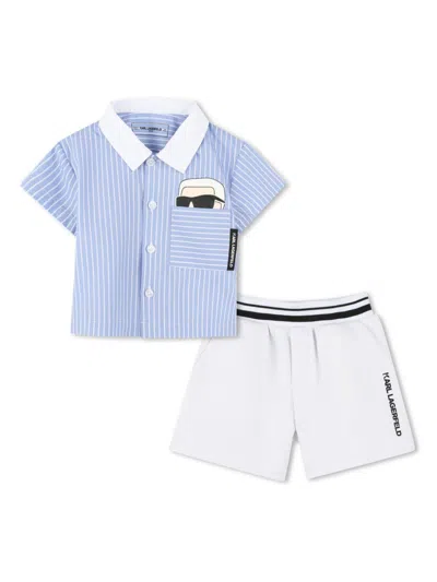Karl Lagerfeld Babies' Ikonik Karl Shorts Set In White