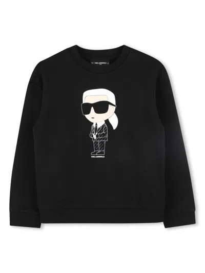 Karl Lagerfeld Kids' Ikonik Crewneck Sweatshirt In Black