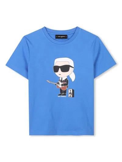 Karl Lagerfeld Kids' Ikonik Karl T-shirt In Blau