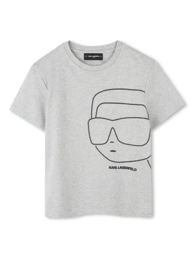 Karl Lagerfeld Kids' Ikonik Karl T-shirt In Grey