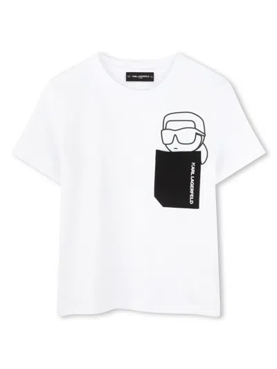 Karl Lagerfeld Kids' Ikonik Karl T-shirt In White