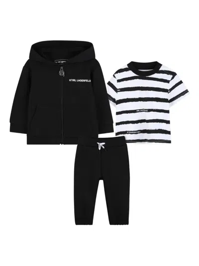 Karl Lagerfeld Babies' Ikonik Karl Tracksuit Set In Black