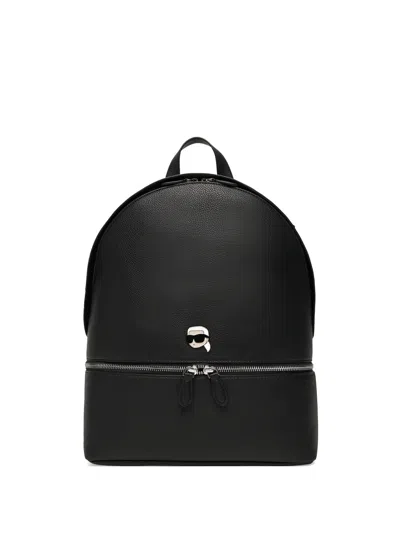 Karl Lagerfeld Ikonik Logo-appliqué Backpack In Black