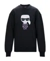 Karl Lagerfeld Ikonik Motif-patch Sweatshirt In Black
