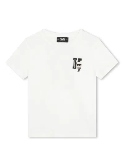 Karl Lagerfeld Kids' Ikonik Organic Cotton T-shirt In White