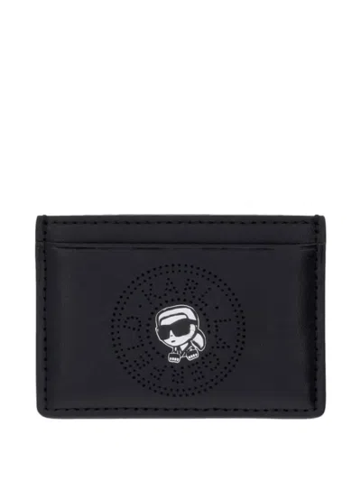 Karl Lagerfeld Ikonik Perforated Card Holder In Black