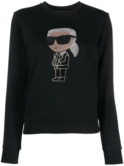 Karl Lagerfeld Ikonik Rhinestone-embellished Jumper In Black