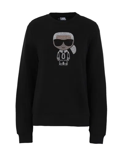 Karl Lagerfeld Ikonik Rhinestones Karl Sweat Woman Sweatshirt Black Size S Organic Cotton